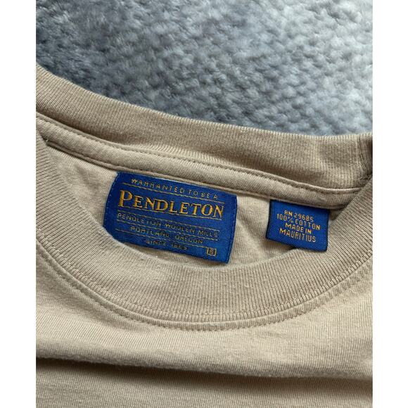 Pendleton Relaxed Fit Pocket Crewneck Mens Short Sleeve Tan T Shirt Size Small - Picture 3 of 7